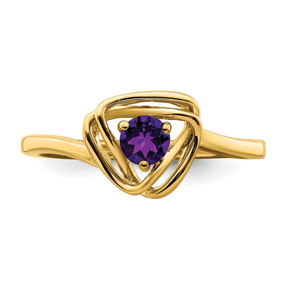 14K Yellow Gold Amethyst Triangle Ring