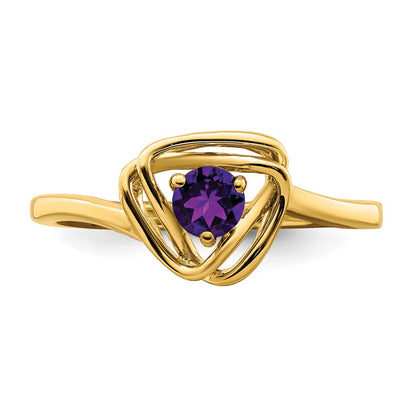 14K Yellow Gold Amethyst Triangle Ring