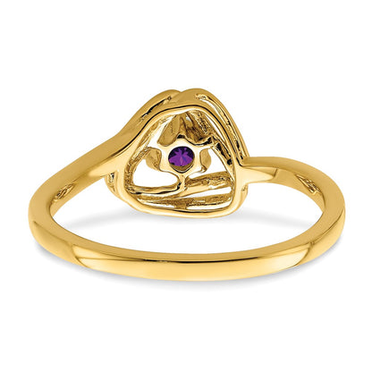 14K Yellow Gold Amethyst Triangle Ring