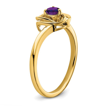 14K Yellow Gold Amethyst Triangle Ring