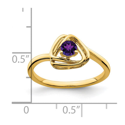 14K Yellow Gold Amethyst Triangle Ring