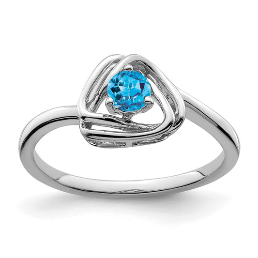14k White Gold Blue Topaz Triangle Ring