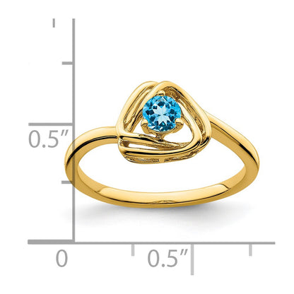 14K Yellow Gold Blue Topaz Triangle Ring