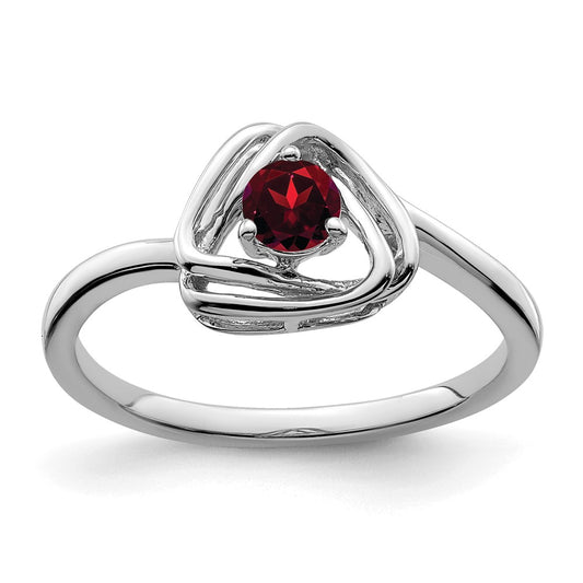 Solid 14k White Gold Simulated Garnet Triangle Ring