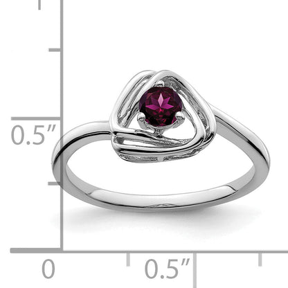 Solid 14k White Gold Rhodolite Simulated Garnet Triangle Ring