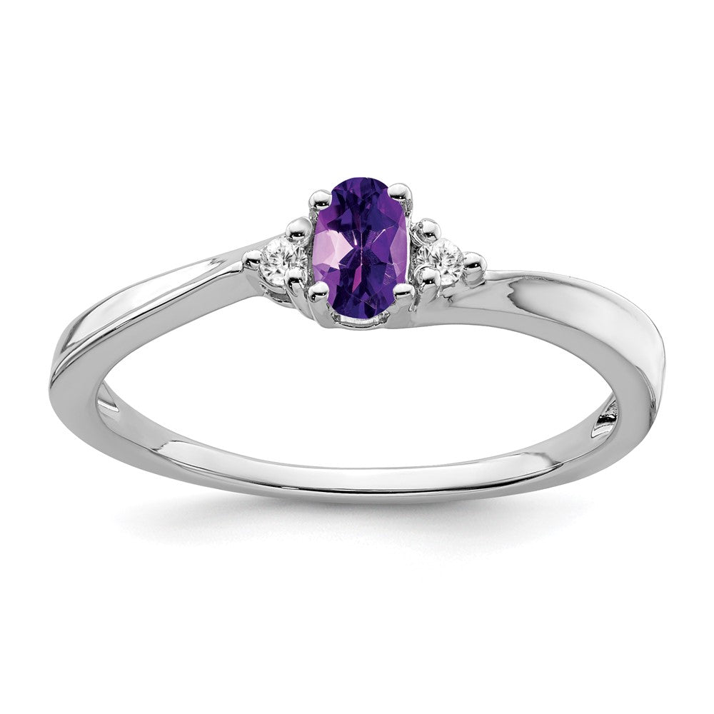 14k white gold amethyst and real diamond ring rm7405 am 004 wa