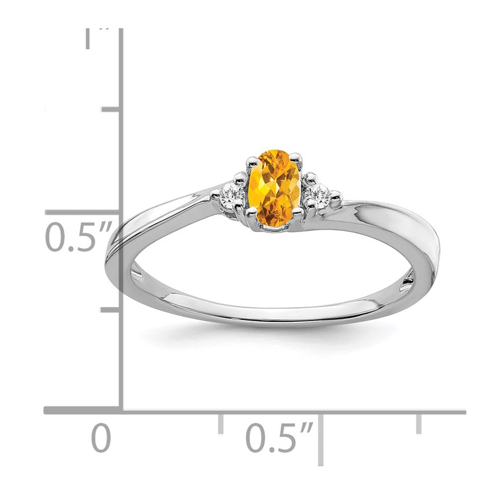 Solid 14k White Gold Simulated Citrine and CZ Ring