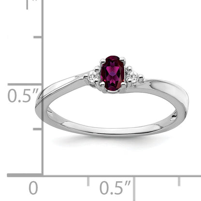 Solid 14k White Gold Rhodolite Simulated Garnet and CZ Ring