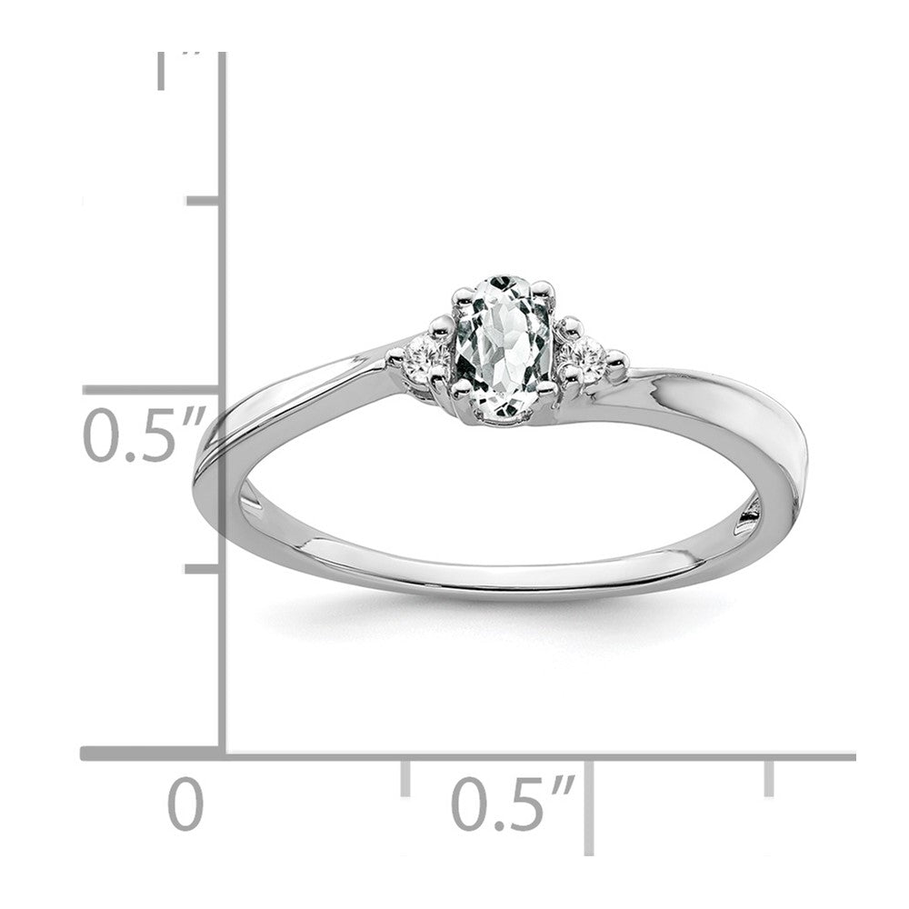 Solid 14k White Gold Topaz and Simulated CZ Ring
