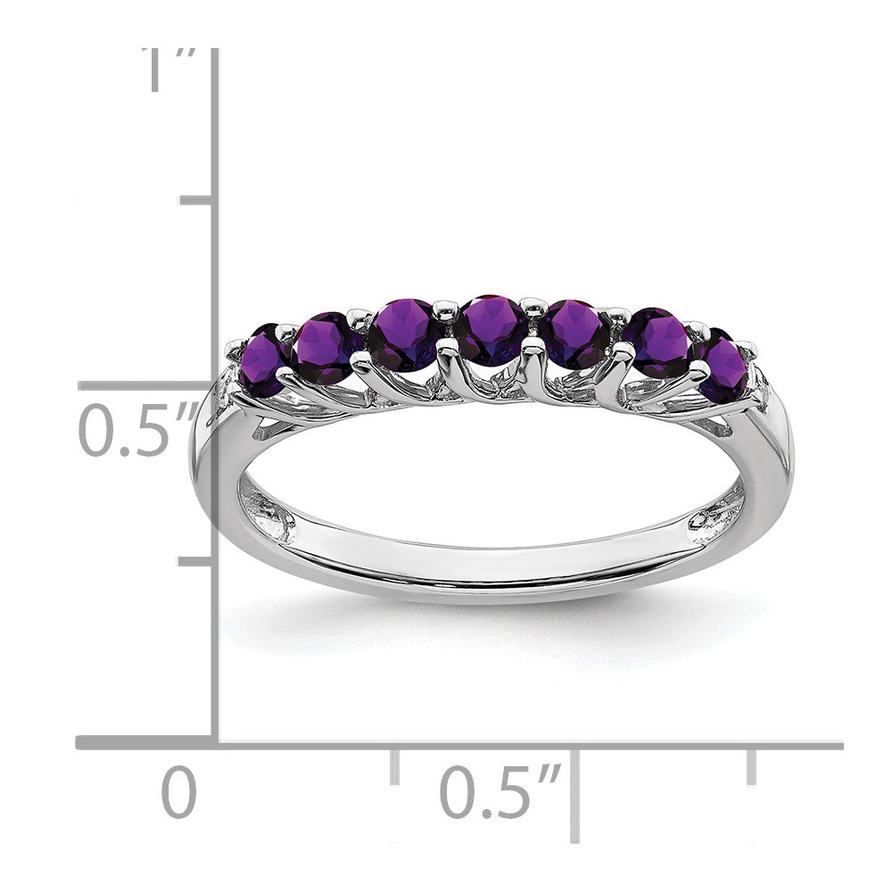 14k white gold amethyst and real diamond 7 stone ring rm7411 am 001 wa