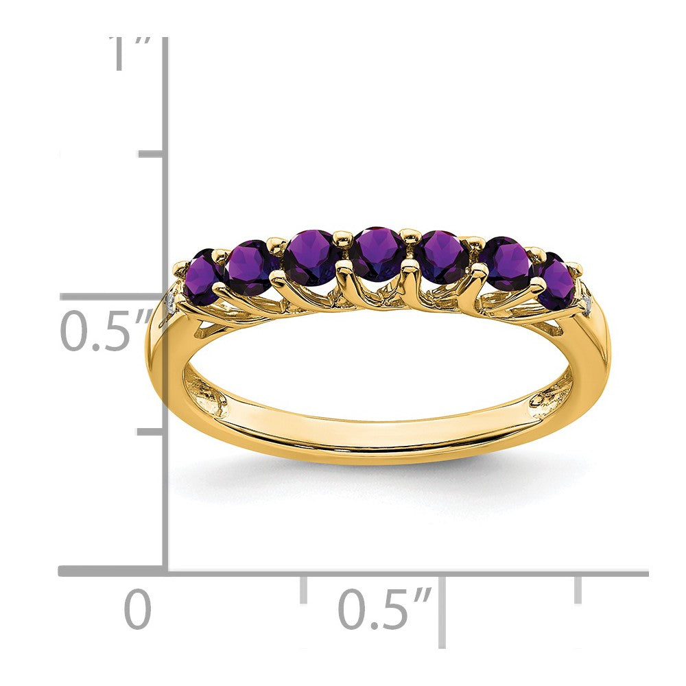 14k yellow gold amethyst and real diamond 7 stone ring rm7411 am 001 ya