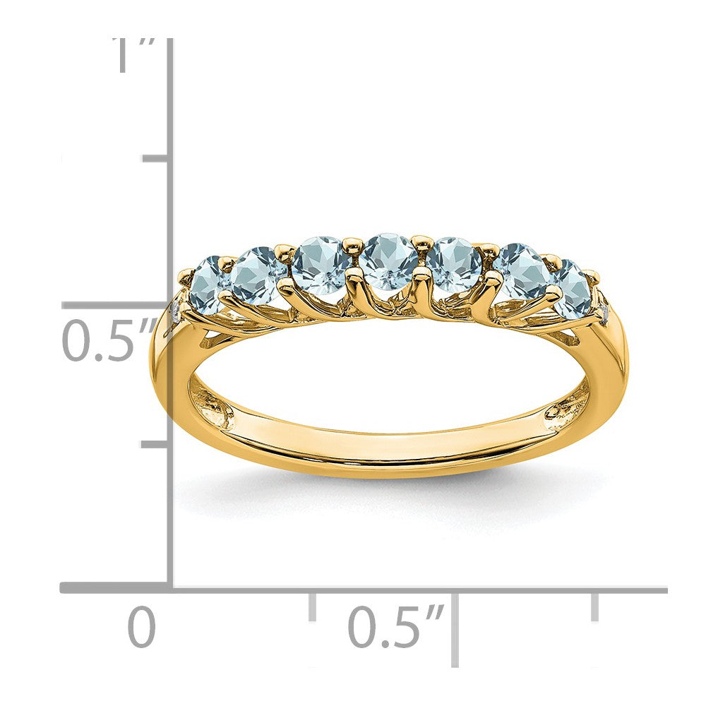 14k yellow gold aquamarine and real diamond 7 stone ring rm7411 aq 001 ya