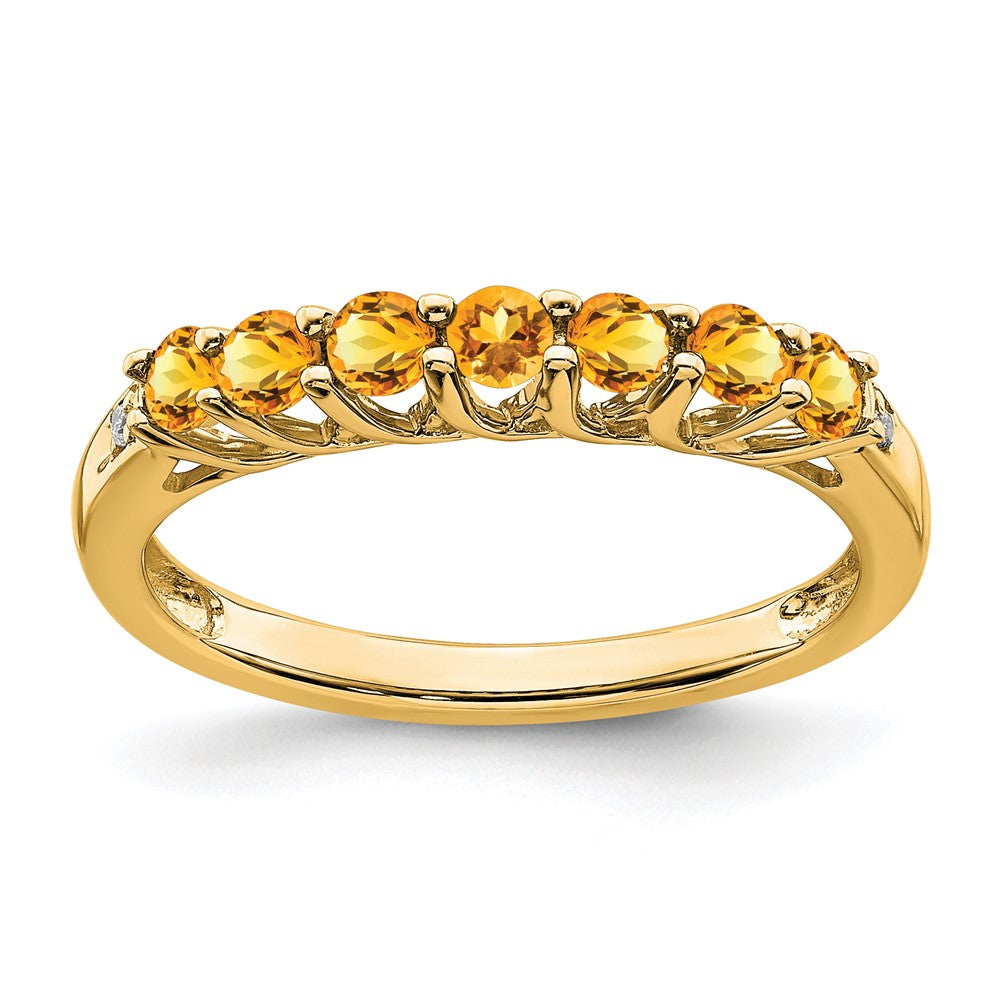 14k yellow gold citrine and real diamond 7 stone ring rm7411 ci 001 ya