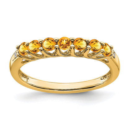 14k yellow gold citrine and real diamond 7 stone ring rm7411 ci 001 ya