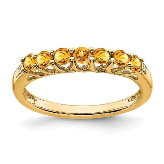 14k yellow gold citrine and real diamond 7 stone ring rm7411 ci 001 ya