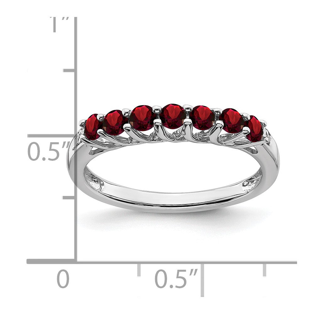 14k white gold garnet and real diamond 7 stone ring rm7411 ga 001 wa