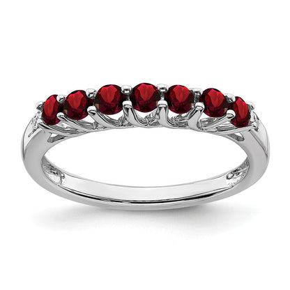 14k white gold garnet and real diamond 7 stone ring rm7411 ga 001 wa