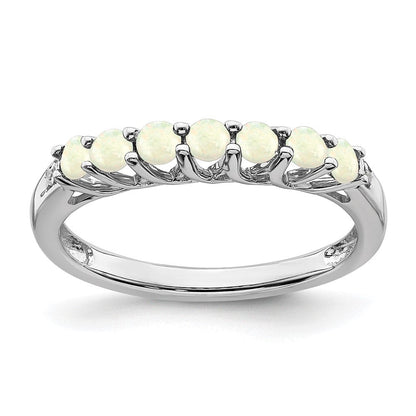 14k white gold created opal and real diamond 7 stone ring rm7411 oi 001 wa