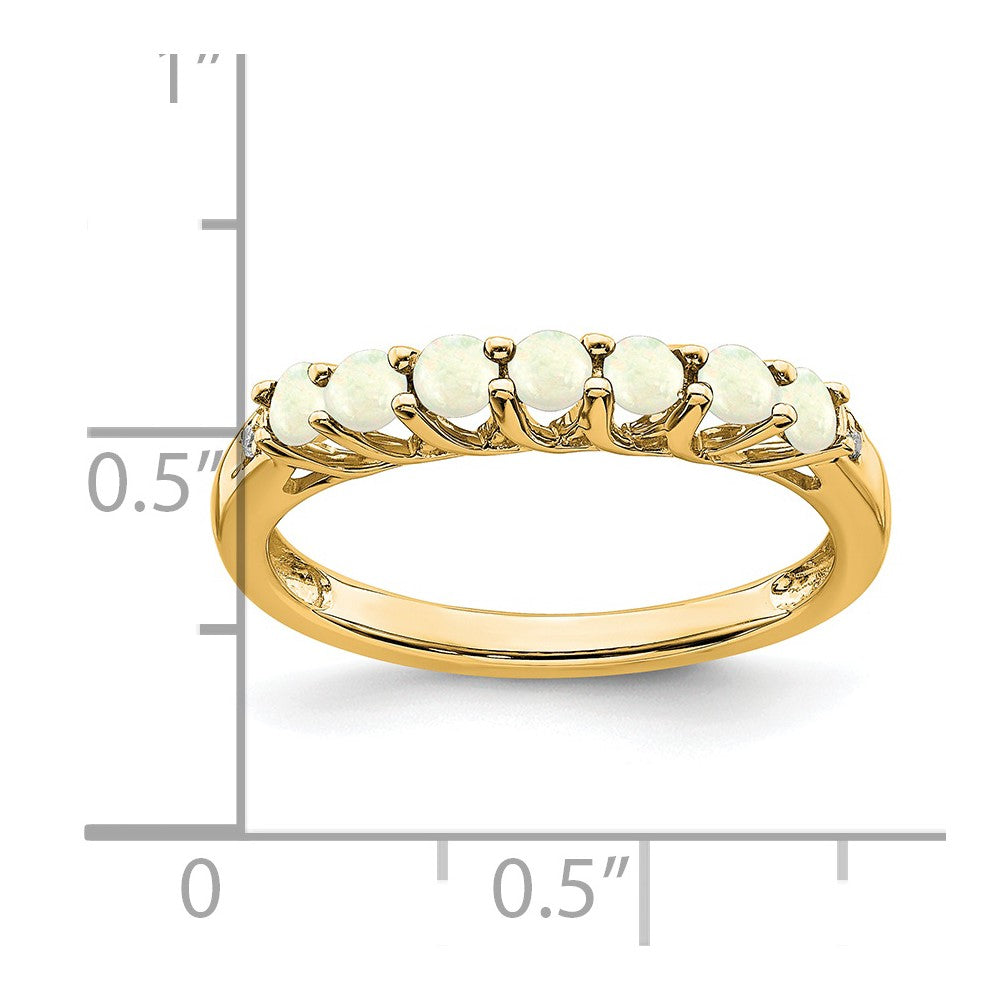 14k yellow gold created opal and real diamond 7 stone ring rm7411 oi 001 ya