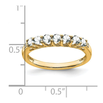 Solid 14k Yellow Gold Simulated White Topaz and CZ 7-stone Ring