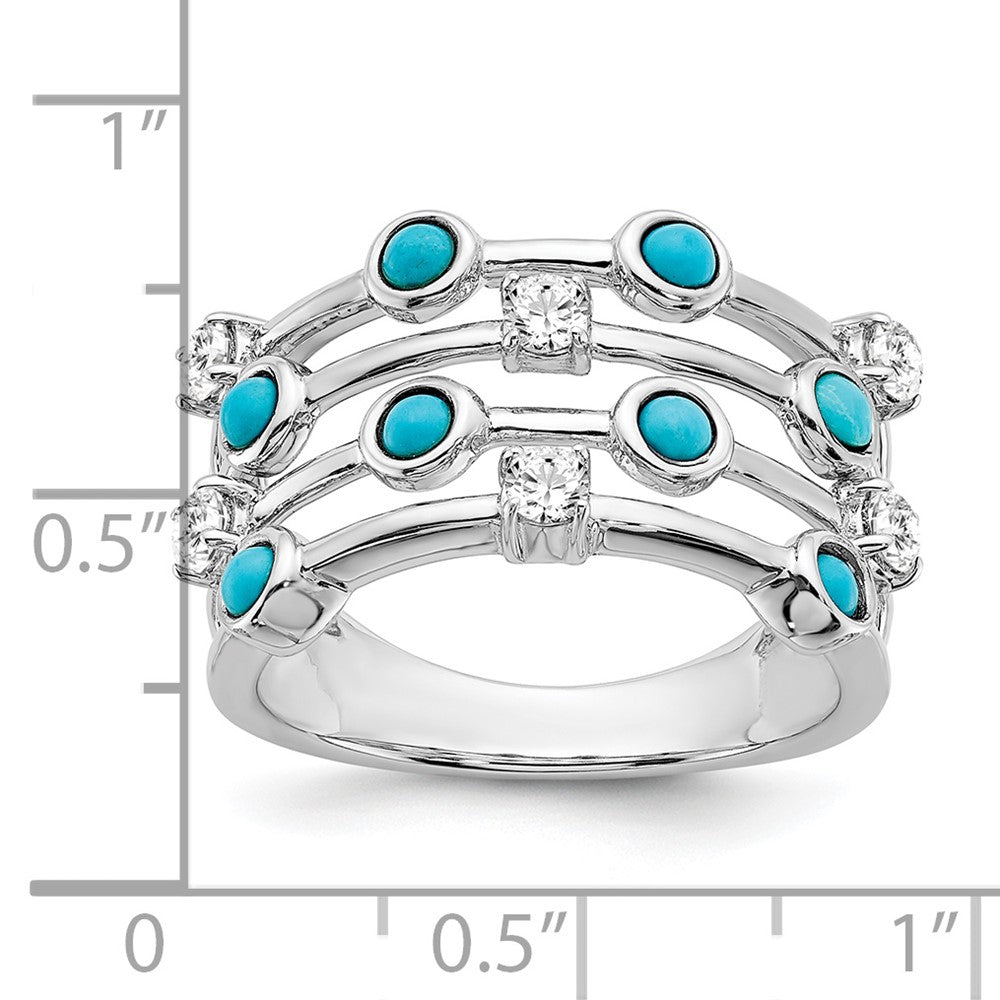 Solid 14k White Gold Simulated Turquoise and Topaz Ring
