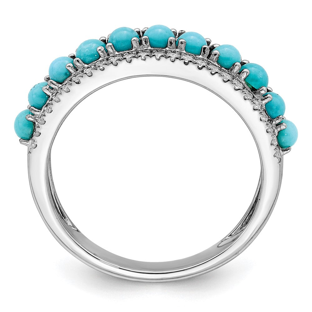 Solid 14k White Gold Simulated Turquoise and Topaz Ring