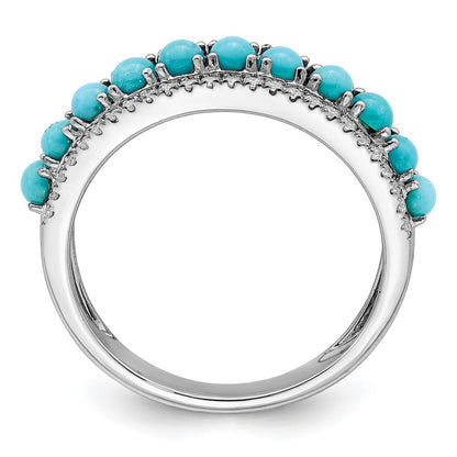 Solid 14k White Gold Simulated Turquoise and Topaz Ring