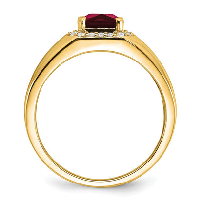 14k yellow gold cushion created ruby and real diamond mens ring rm7465 cru 020 ya