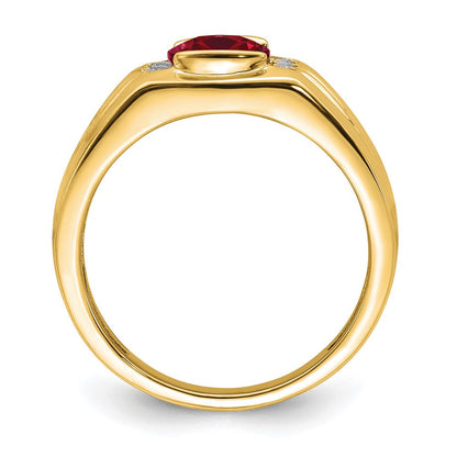 14k yellow gold cushion created ruby and real diamond mens ring rm7466 cru 010 ya