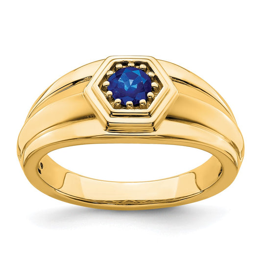 Sapphire Men's Ring in 14K Yellow Gold