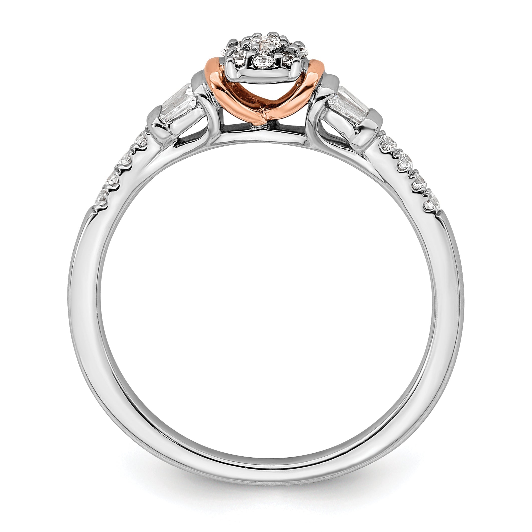 0.20ct. CZ Solid Real 14k White u0026 Rose Gold Complete Cluster Engagement Ring