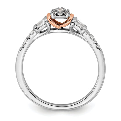 0.20ct. CZ Solid Real 14k White u0026 Rose Gold Complete Cluster Engagement Ring