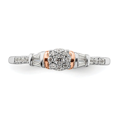 0.20ct. CZ Solid Real 14k White u0026 Rose Gold Complete Cluster Engagement Ring