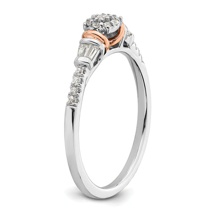 0.20ct. CZ Solid Real 14k White u0026 Rose Gold Complete Cluster Engagement Ring