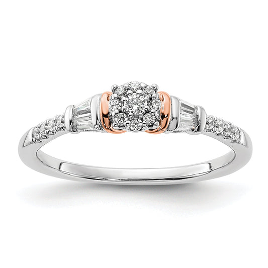 0.20ct. CZ Solid Real 14k White u0026 Rose Gold Complete Cluster Engagement Ring