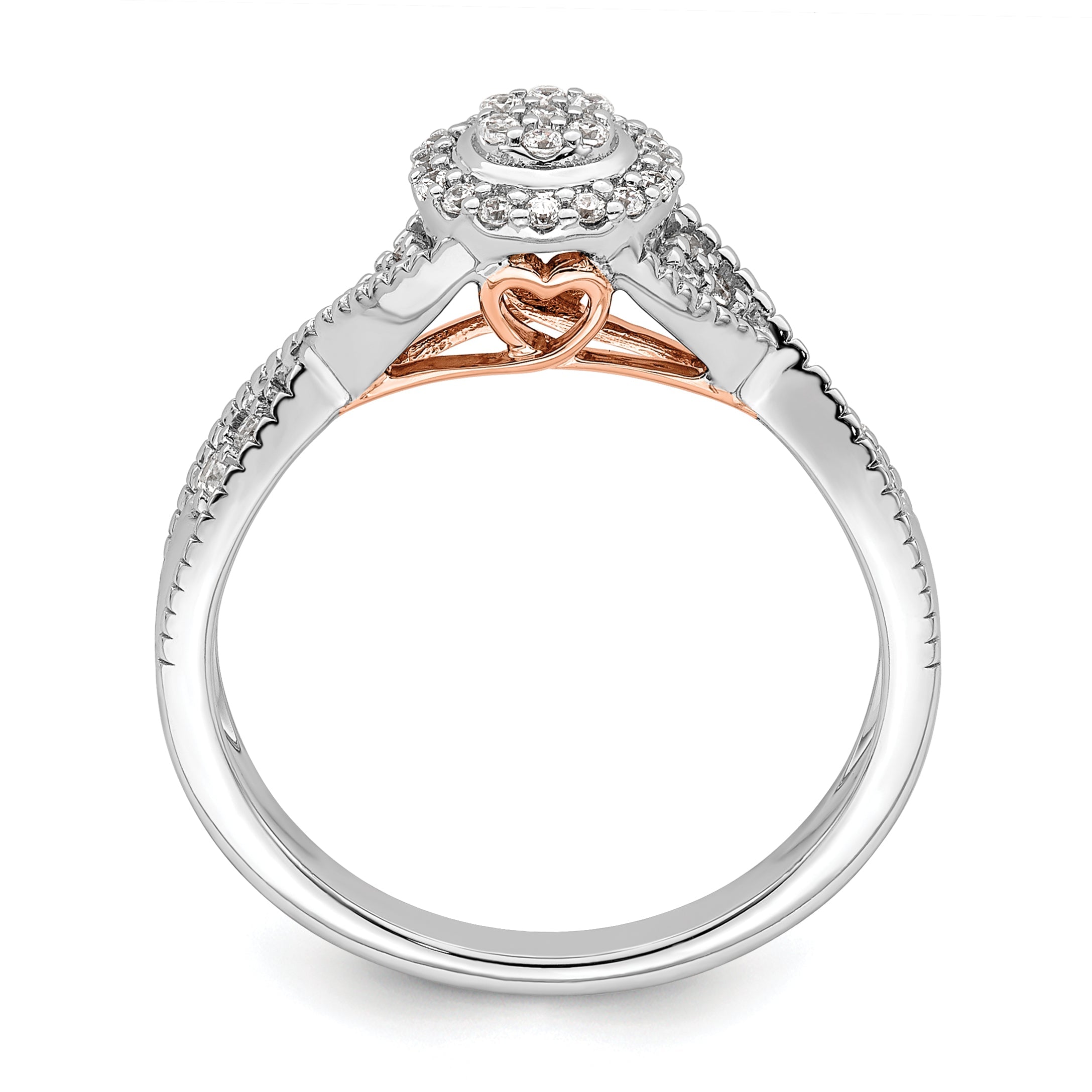 0.20ct. CZ Solid Real 14k White u0026 Rose Complete Dia. Halo Cluster Engagement Ring