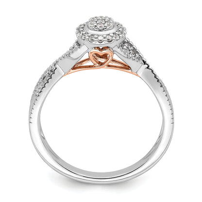 0.20ct. CZ Solid Real 14k White u0026 Rose Complete Dia. Halo Cluster Engagement Ring