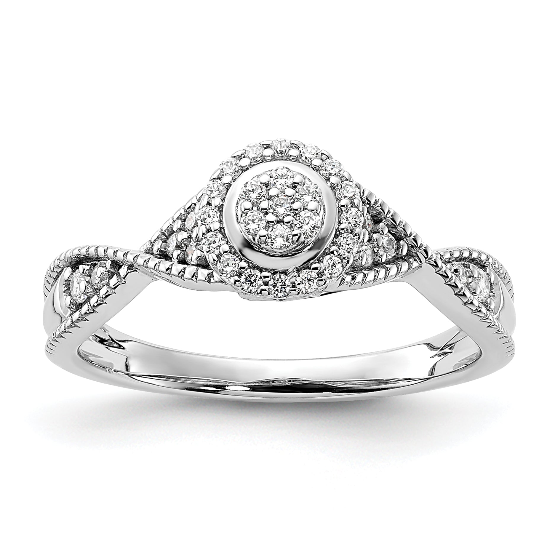 0.20ct. CZ Solid Real 14k White u0026 Rose Complete Dia. Halo Cluster Engagement Ring