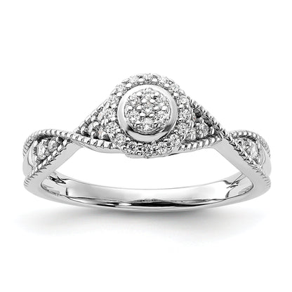 0.20ct. CZ Solid Real 14k White u0026 Rose Complete Dia. Halo Cluster Engagement Ring