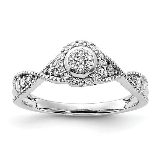 0.20ct. CZ Solid Real 14k White u0026 Rose Complete Dia. Halo Cluster Engagement Ring