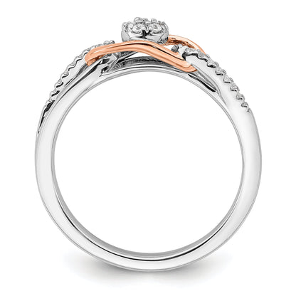 0.14ct. CZ Solid Real 14k White u0026 Rose Complete Round Cluster Engage Ring