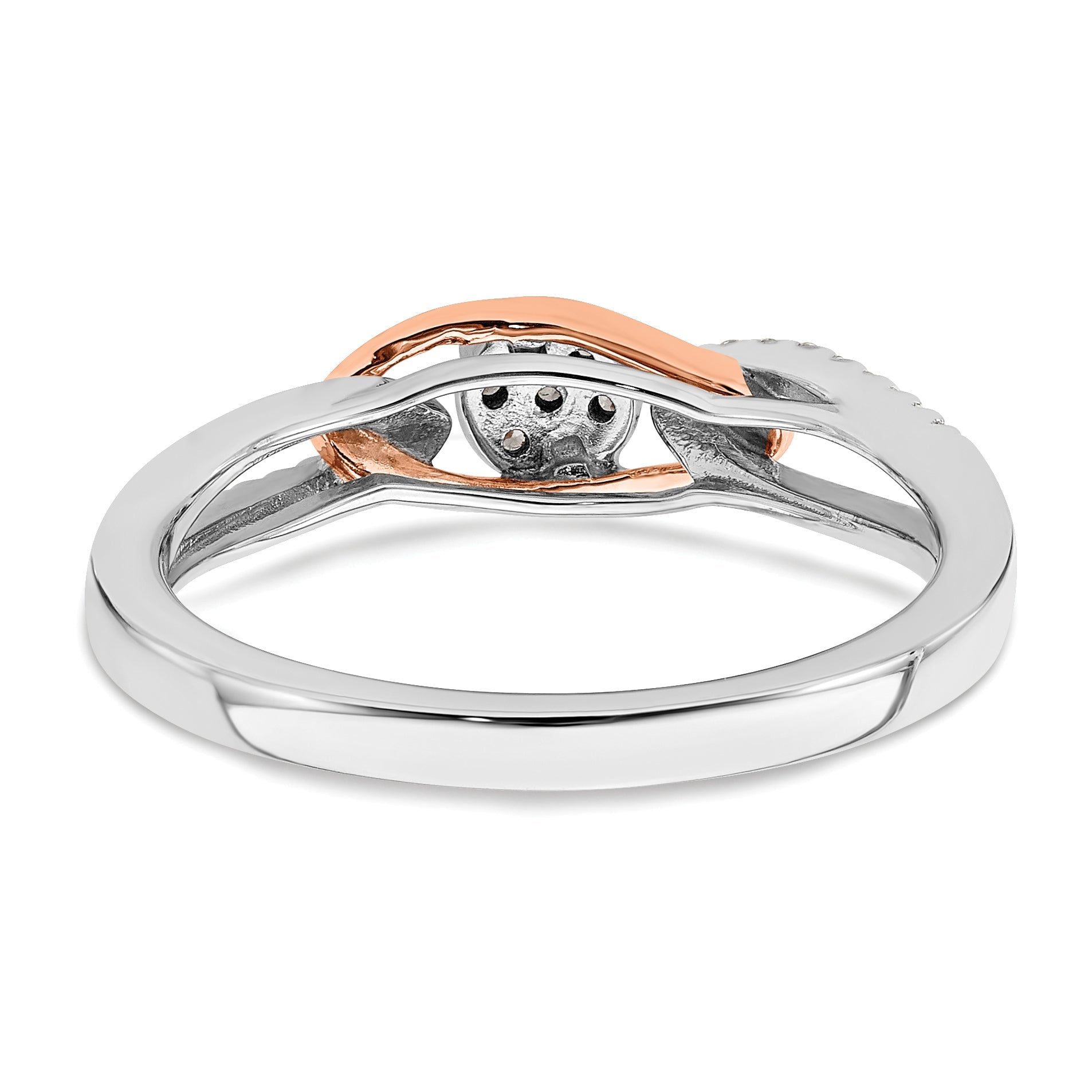 0.14ct. CZ Solid Real 14k White u0026 Rose Complete Round Cluster Engage Ring