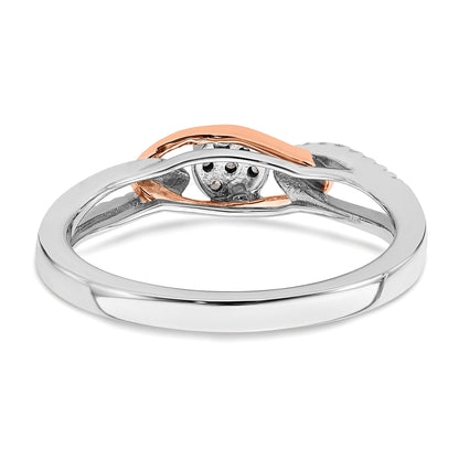 0.14ct. CZ Solid Real 14k White u0026 Rose Complete Round Cluster Engage Ring