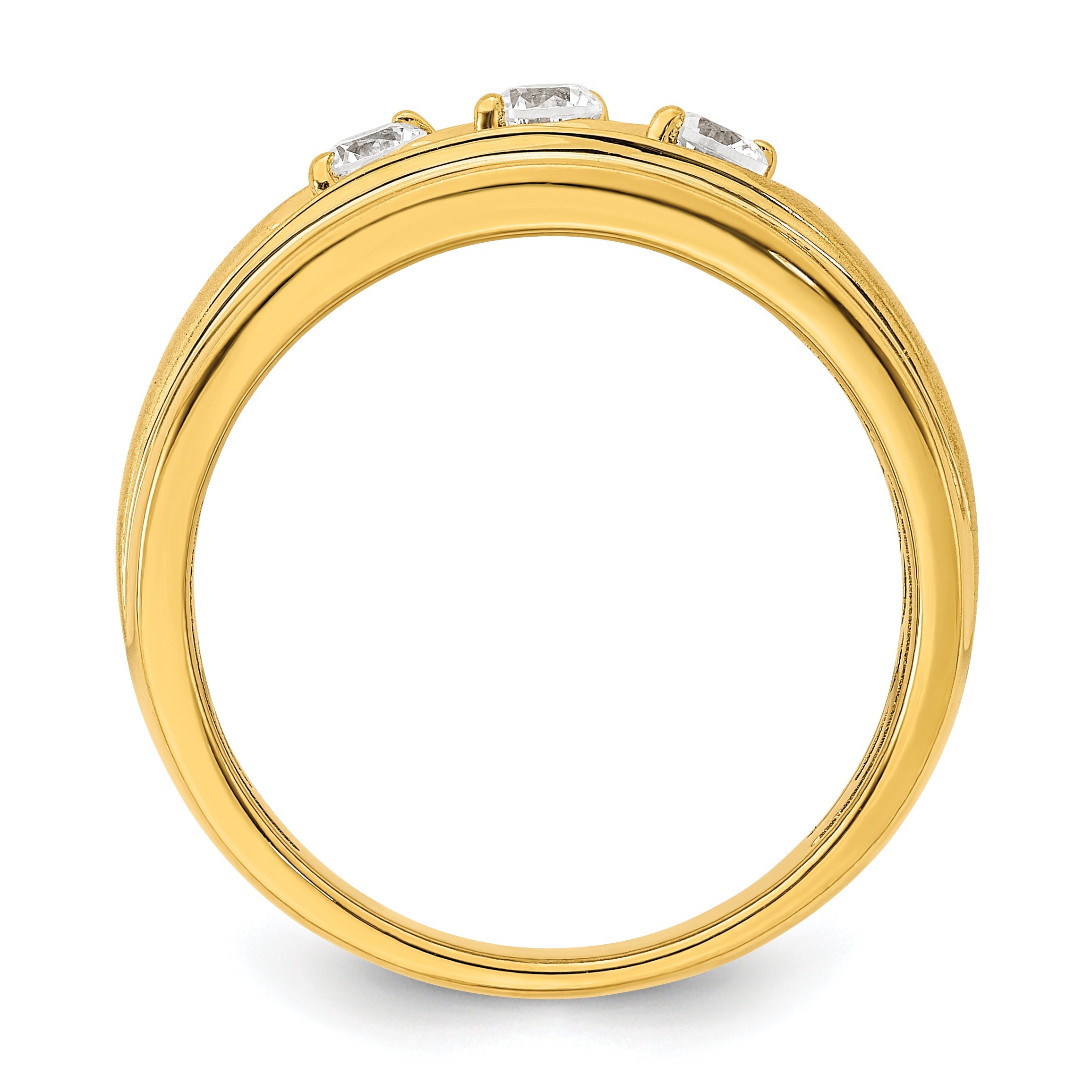 0.38ct. CZ Solid Real 14K 3-Stone Complete Men's Ring