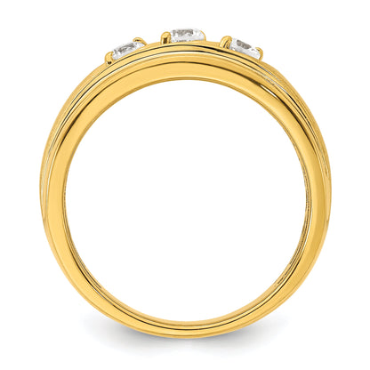 0.38ct. CZ Solid Real 14K 3-Stone Complete Men's Ring