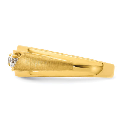 0.38ct. CZ Solid Real 14K 3-Stone Complete Men's Ring