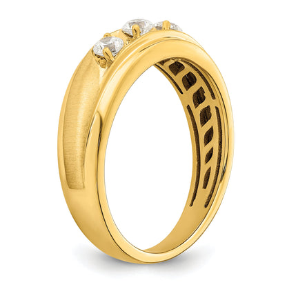0.38ct. CZ Solid Real 14K 3-Stone Complete Men's Ring