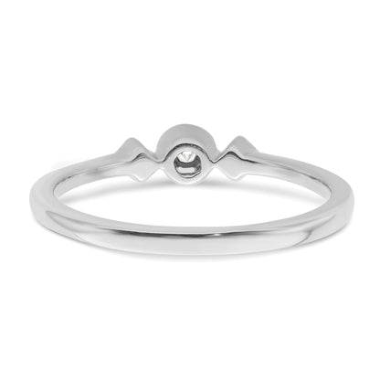 0.10ct. CZ Solid Real 14k White Polish Petite Beaded Edge Cushion Complete Dia Ring