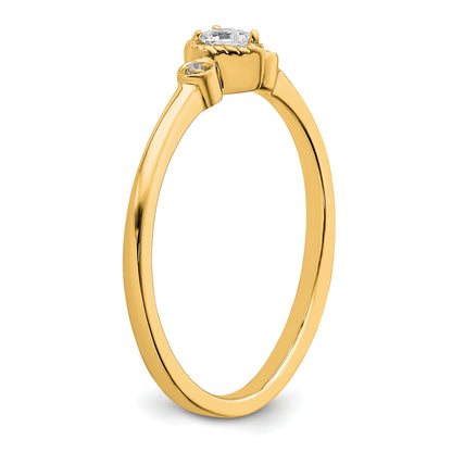 0.10ct. CZ Solid Real 14k Polish Petite Rope Edge Pear Complete Dia Ring