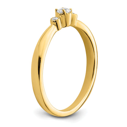 0.10ct. CZ Solid Real 14k Polish Petite Beaded Edge Round Complete Dia Ring